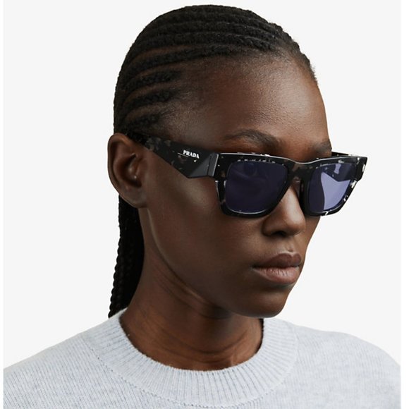 NEW Prada PRA06S 15O50B Tortoise Black Violet Mirror Square Unisex Sunglasses - Picture 1 of 11